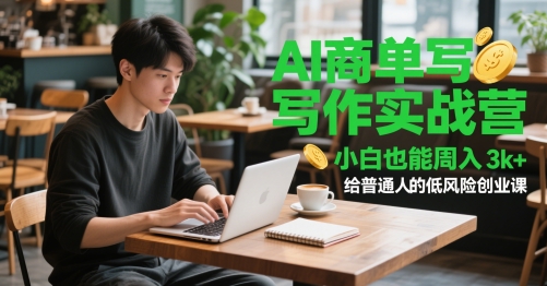 AI商单写作实战营，小白也能周入3k+，给普通人的低风险创业课