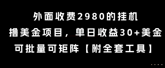 外面收费2980的挂G撸美金项目，单日收益30+美金，可批量可矩阵【揭秘】