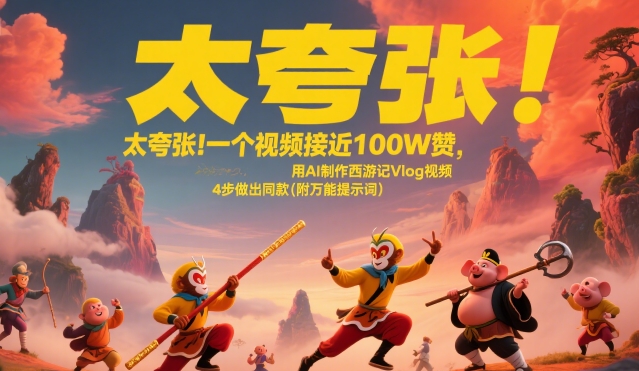 太夸张！一个视频接近100W赞，用AI制作西游记Vlog视频，全流程拆解来了(附万能提示词)