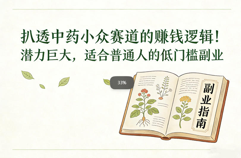 扒透中药小众赛道的賺米逻辑，潜力巨大，适合普通人的低门槛副业